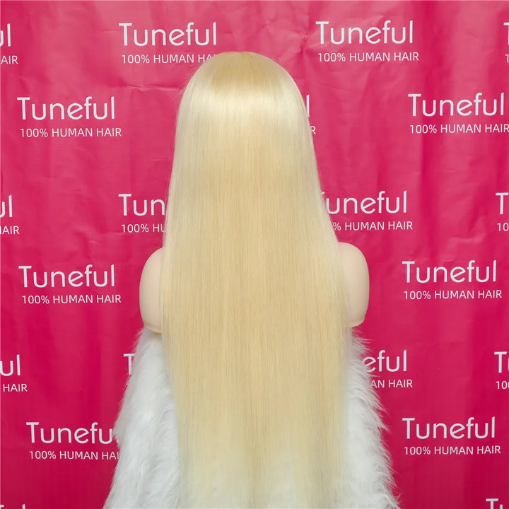 Peruca Frontal 13x6 HD Transparente Loira 613 – Cabelo Humano Brasileiro Liso, Pode Ser Tingido