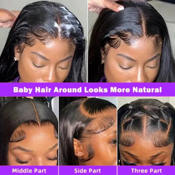 Peruca Bob Reta 100% Humana – Lace Frontal 13x4 Premium #1B