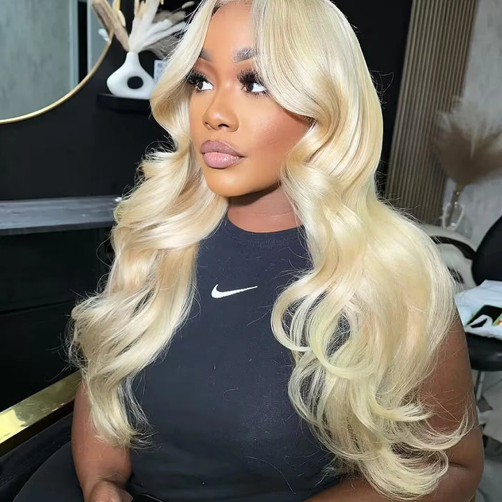 Peruca Frontal 13x6 HD Transparente Loira 613 – Cabelo Humano Brasileiro Liso, Pode Ser Tingido