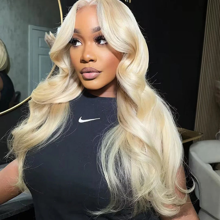 Peruca Frontal 13x6 HD Transparente Loira 613 – Cabelo Humano Brasileiro Liso, Pode Ser Tingido