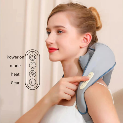 Diga Adeus às Dores! Massageador Shiatsu Elétrico com Calor – Relaxamento Profundo e Instantâneo!